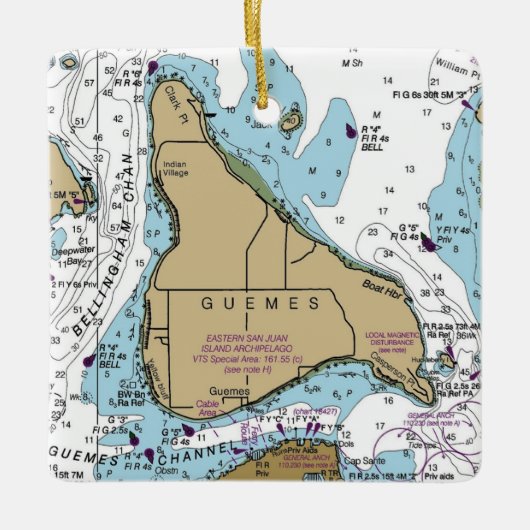 Guemes Island Chart Keramikornament (Vorderseite)