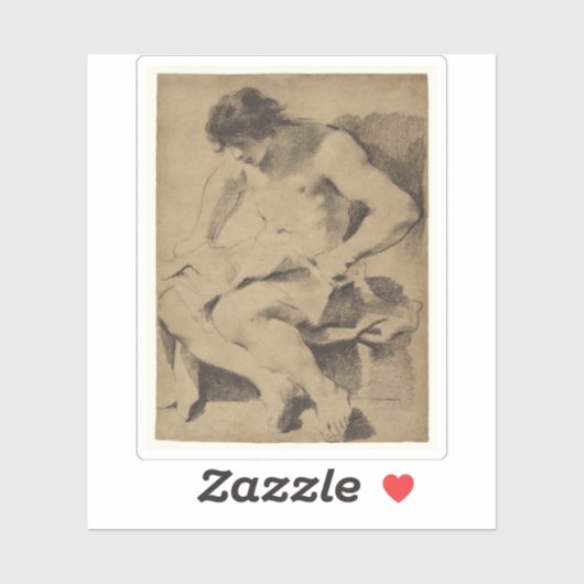 Guercino - Study of a Seated Young Man Aufkleber (Blatt)