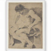 Guercino - Study of a Seated Young Man Aufkleber (Vorderseite)