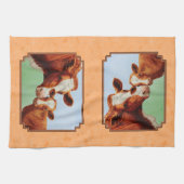 Guernsey Calf und Mutter Kuh Peach Geschirrtuch (Horizontal)