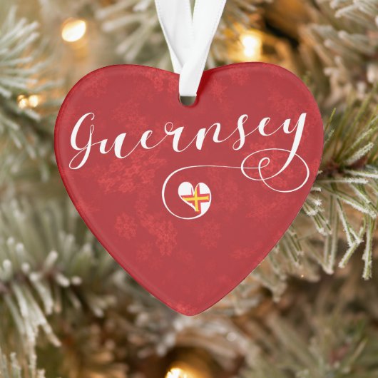 Guernsey Flag Herz, Kanalinseln Ornament (Baum)