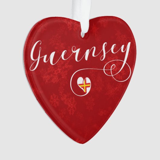 Guernsey Flag Herz, Kanalinseln Ornament (Vorderseite)