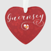 Guernsey Flag Herz, Kanalinseln Ornament (Rückseite)