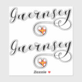 Guernsey Flag Herz-Script Design Aufkleber (Blatt)