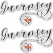 Guernsey Flag Herz-Script Design Aufkleber (Vorderseite)