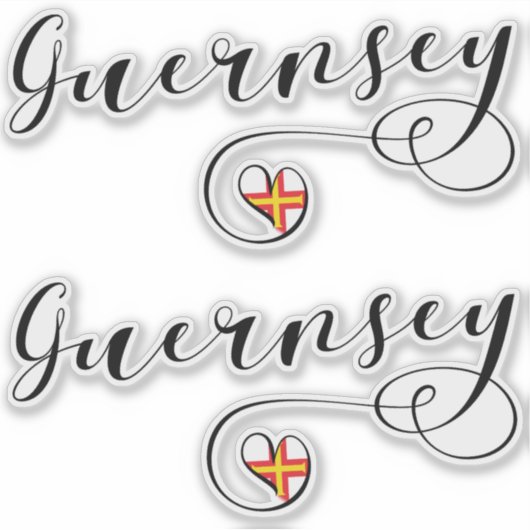 Guernsey Flag Herz-Script Design Aufkleber (Vorderseite)