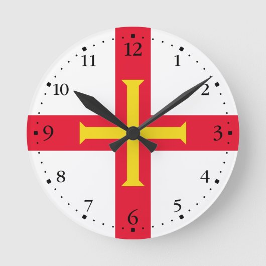 Guernsey Flag Runde Wanduhr (Vorderseite)