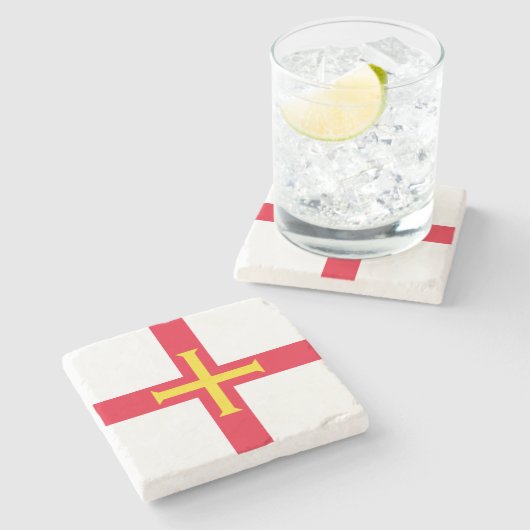 Guernsey Flag Steinuntersetzer (Seitenansicht)