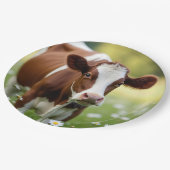 Guernsey Kuh auf dem Daisy Field Pappteller (Schrägansicht)