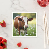 Guernsey-Kuh auf dem Gebiet der Wildblume Serviette (Beispiel)