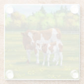 Guernsey Kuh & Niedlich Calf im Sommer Weide Glasuntersetzer (Rückseite)