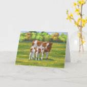 Guernsey Kuh & Niedlich Calf im Sommer Weide Karte (Gelbe Blume)