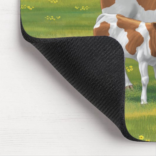 Guernsey Kuh & Niedlich Calf im Sommer Weide Mousepad (Ecke)