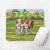 Guernsey Kuh & Niedlich Calf im Sommer Weide Mousepad (Mit Mouse)