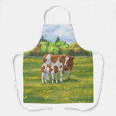 Guernsey Kuh & Niedlich Calf im Sommer Weide Schürze (Vorderseite)