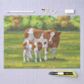 Guernsey Kuh & Niedlich Calf im Sommer Weide Seidenpapier (Handwerk)