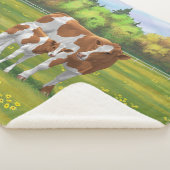 Guernsey Kuh & Niedlich Calf im Sommer Weide Sherpadecke (3/4)