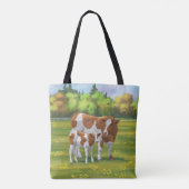 Guernsey Kuh & Niedlich Calf im Sommer Weide Tasche (Rückseite)