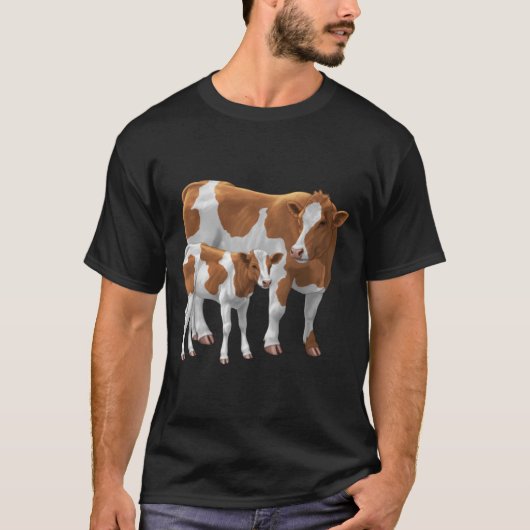 Guernsey Kuh und Niedliches Kalb T-Shirt (Vorderseite)
