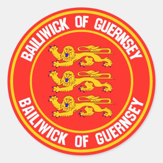 Guernsey Round Emblem Runder Aufkleber (Vorderseite)