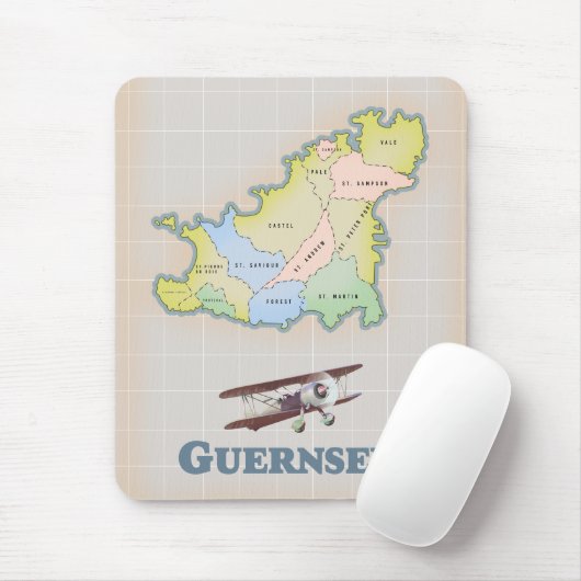 Guernsey Vintager Kartenmagnet Mousepad (Mit Mouse)