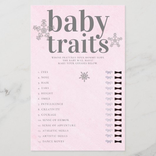 Guess Baby Features Dusche Spiel Pink Winter Girl Flyer (Vorne)