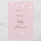 Guess Baby Features Shower Game Boho Daisies Pink Flyer (Hinten)