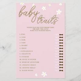 Guess Baby Features Shower Game Boho Daisies Pink Flyer