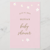 Guess Baby Features Shower Game Boho Daisies Pink Flyer (Hinten)