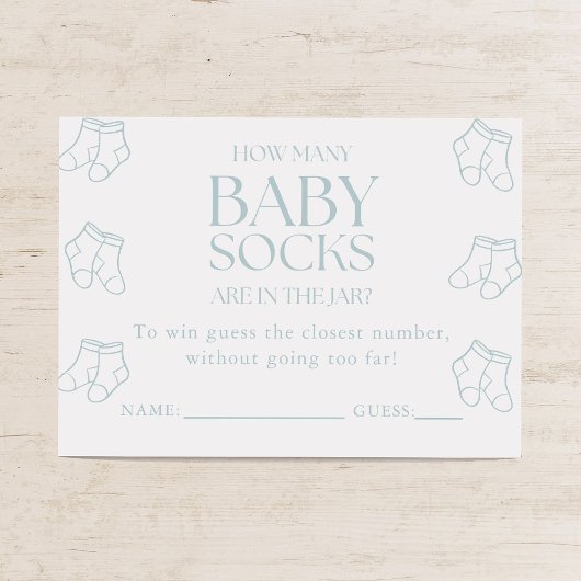 Guess How Many Baby Socks Boy Baby Shower Game Begleitkarte