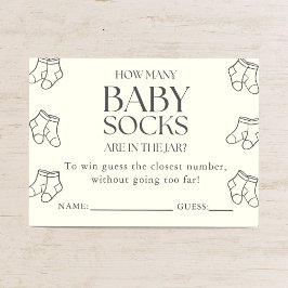 Guess How Many Baby Socks Minimal Baby Shower Game Begleitkarte