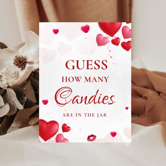 Guess how many candy valentine Bridal Shower Sign Sockelschild