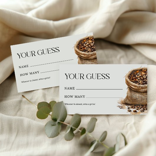 Guess How Many Coffee Beans Shower Game Begleitkarte