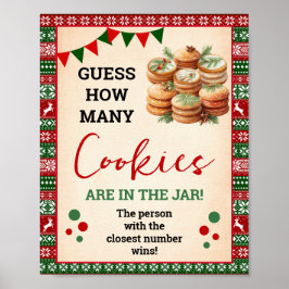 Guess How Many Cookies Game Ugly Sweater Sign Poster
