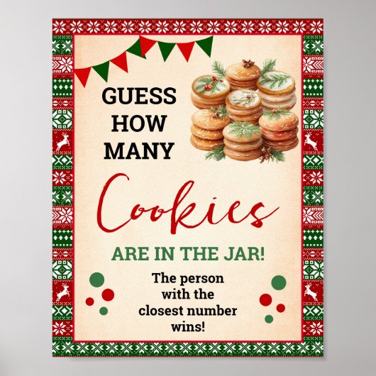 Guess How Many Cookies Game Ugly Sweater Sign Poster (Vorne)