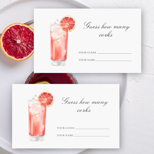 Guess how many corks - Cocktail bridal shower Begleitkarte