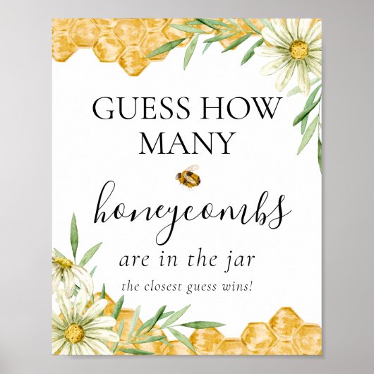 Guess How Many Honeycomb Bee Bridal Shower Game Poster (Vorne)