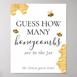 Guess How Many Honeycomb Bee Bridal Shower Game  Poster