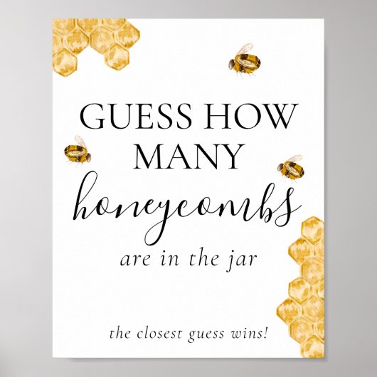 Guess How Many Honeycomb Bee Bridal Shower Game  Poster (Vorne)