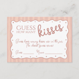 Guess How Many Kisses Game Blush Pink Striped Card Dankeskarte