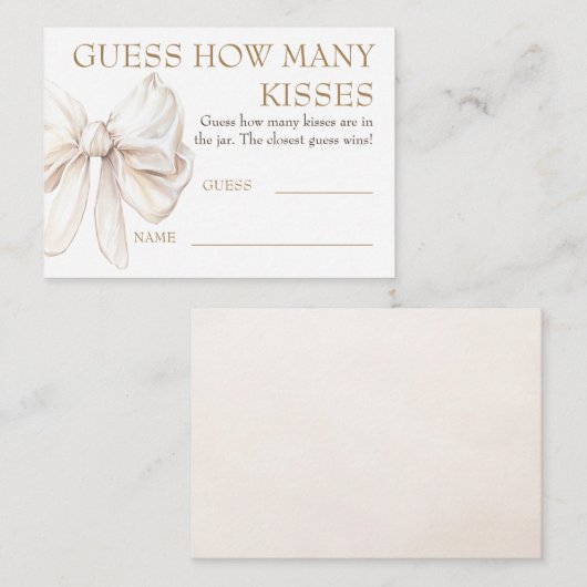Guess How Many Kisses Game Cards - Chic Bow  Begleitkarte (Vorne/Hinten)