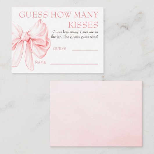 Guess How Many Kisses Game Cards - Chic Bow Begleitkarte (Vorne/Hinten)