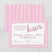 Guess How Many Kisses Game Pink Striped Card Dankeskarte (Vorne/Hinten)