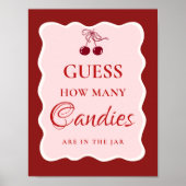 Guess how many Kisses valentine Bridal Shower Sign Poster (Vorne)