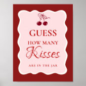 Guess how many Kisses valentine Bridal Shower Sign Poster (Vorne)