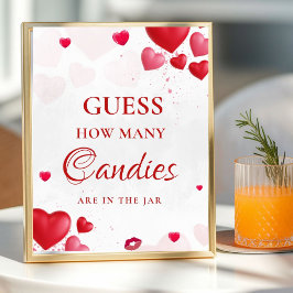 Guess how many Kisses valentine Bridal Shower Sign Poster
