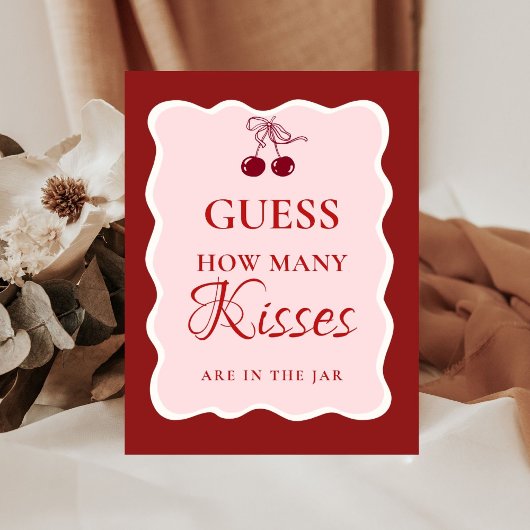 Guess how many Kisses valentine Bridal Shower Sign Sockelschild