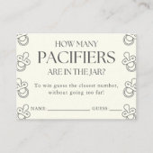 Guess How Many Pacifiers Baby Shower Game Begleitkarte (Vorderseite)