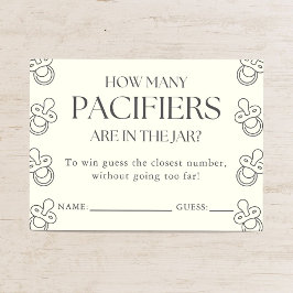 Guess How Many Pacifiers Baby Shower Game Begleitkarte