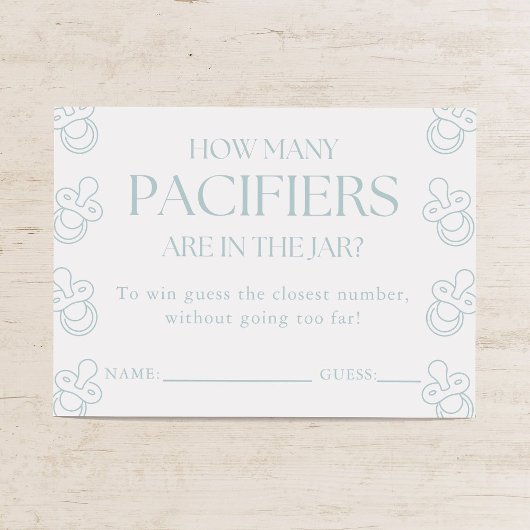 Guess How Many Pacifiers Boy Baby Shower Game Begleitkarte